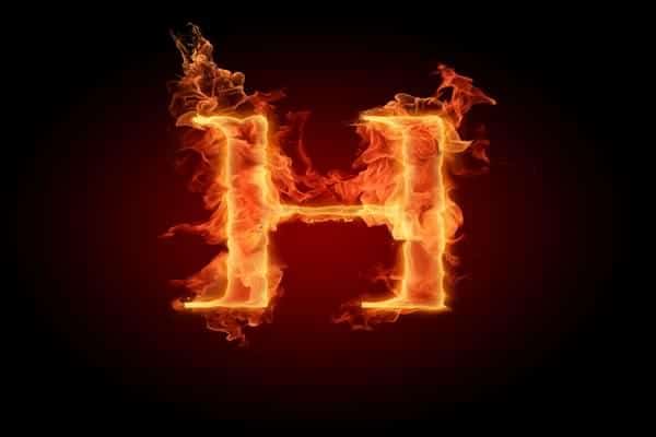 حرف h نار