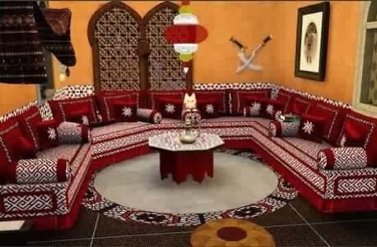 ديكور غرفة معيشة بلون احمر
