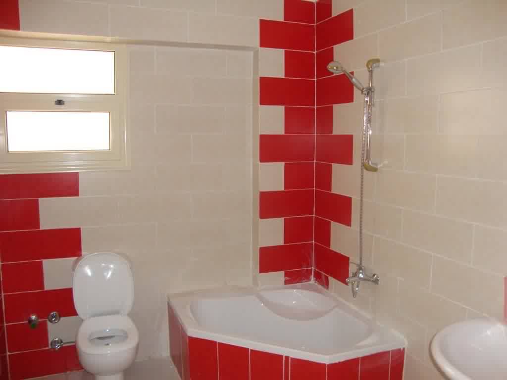 ديكور حمام بلون احمر