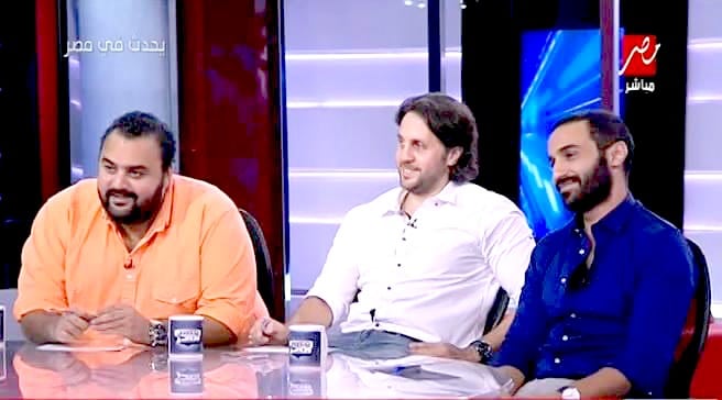 النجم هشام ماجد فى احدى البرامج ومعة شيكو و احمد فهمى